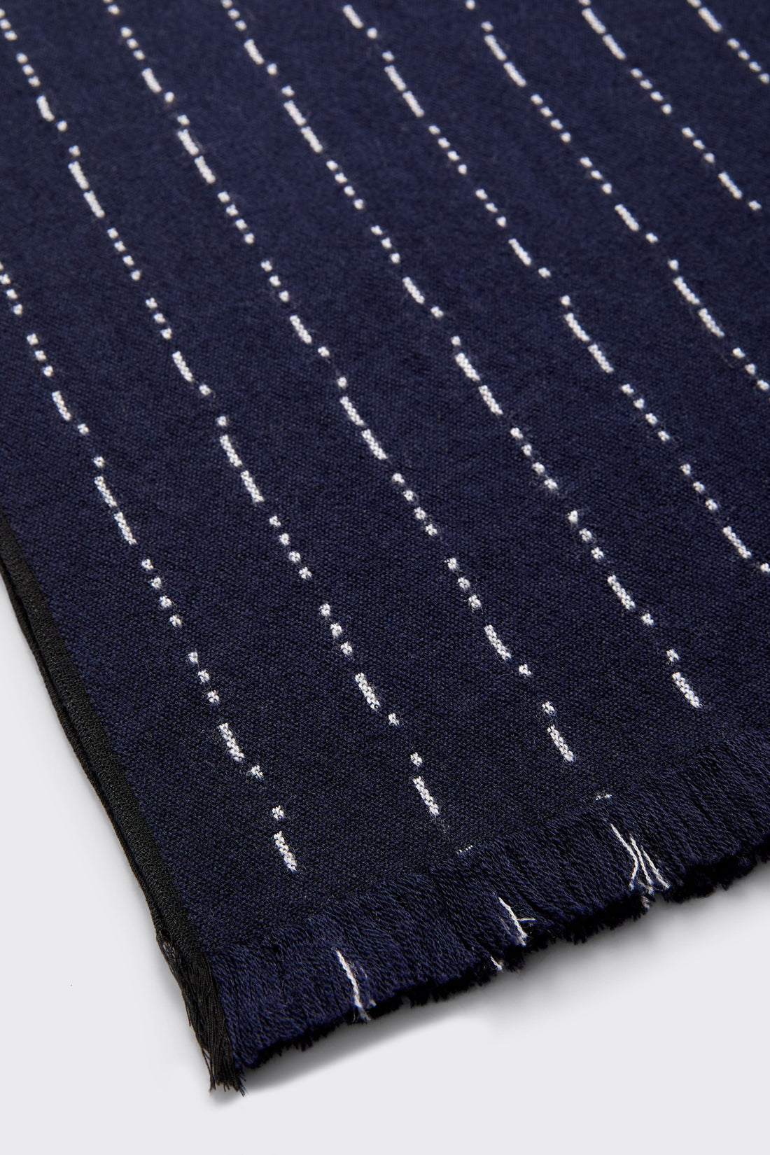 Morse Code Stripe Woolen Scarf - Navy