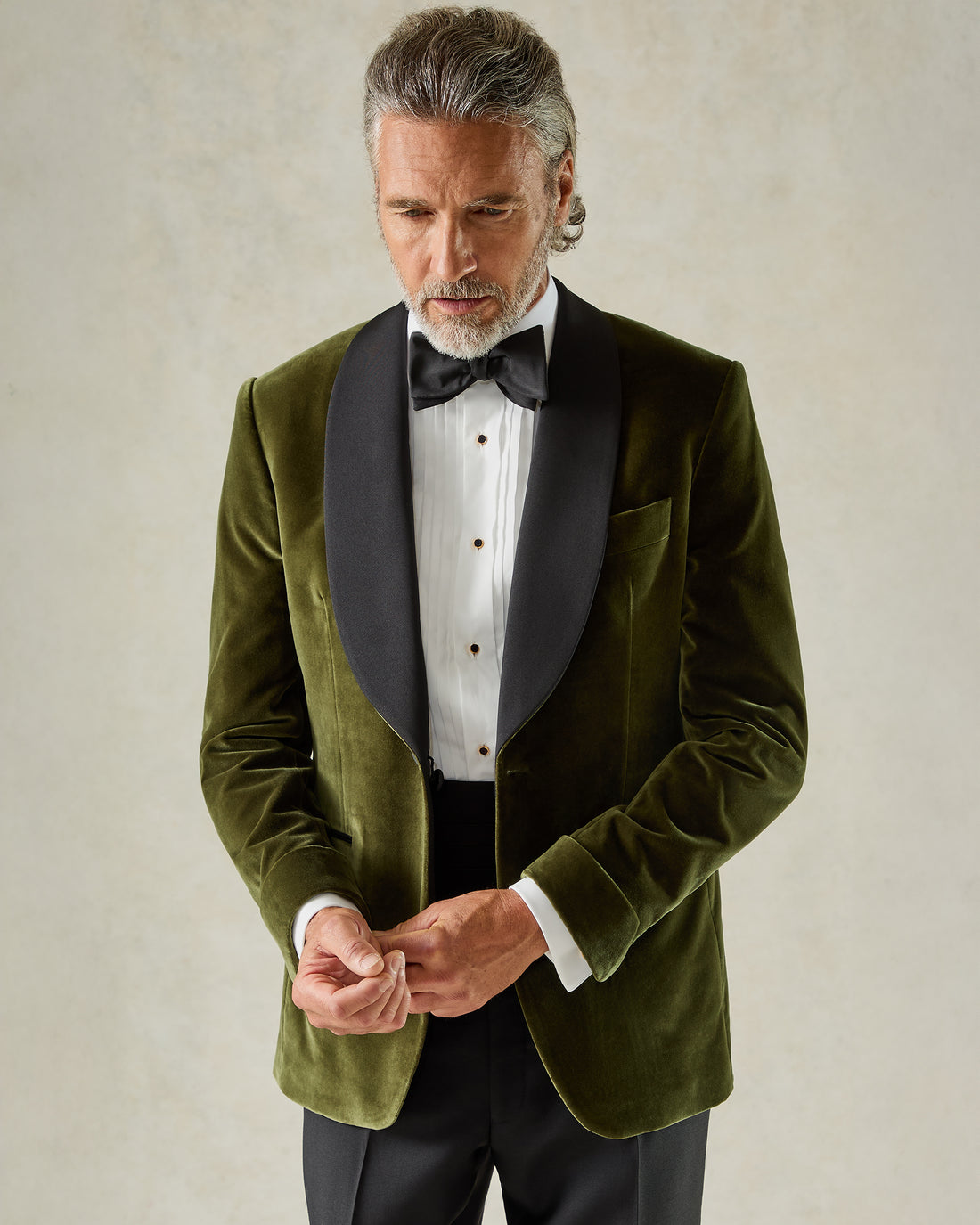 Buckle Shawl Evening Jacket Moss Green Velvet