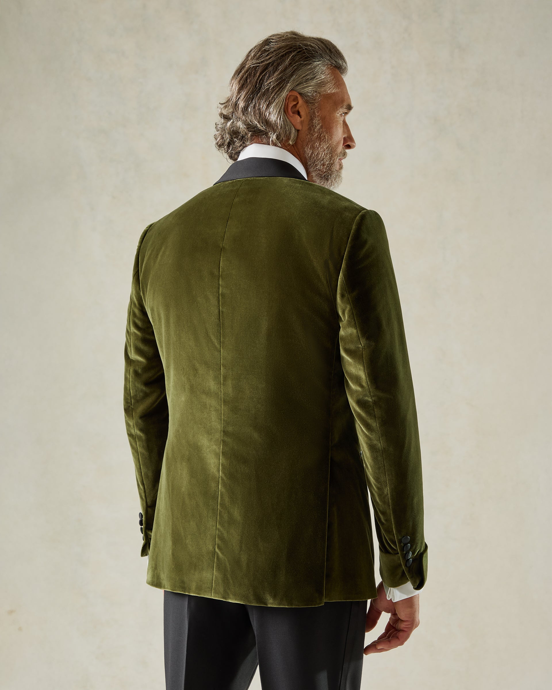 Buckle Shawl Evening Jacket Moss Green Velvet