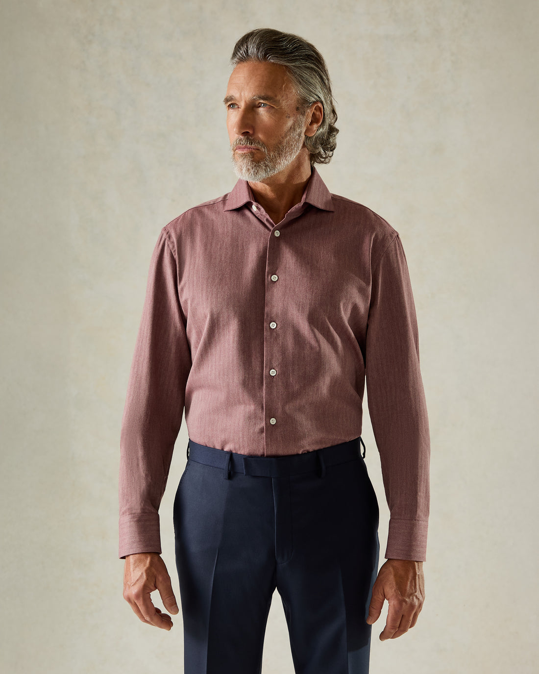 Carpendale Herringbone Shirt Burgundy