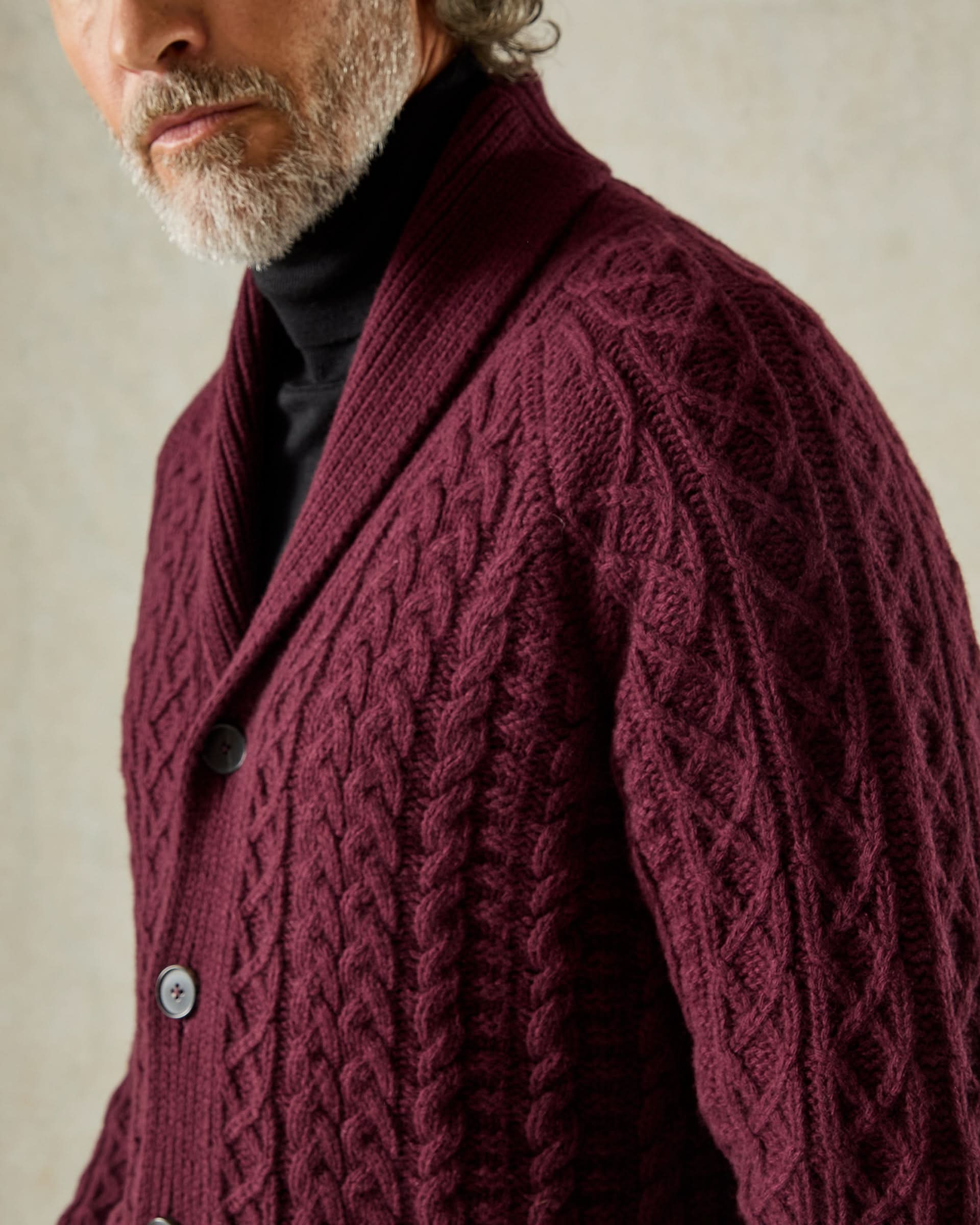 Crompton Cable Knit Cardigan Burgundy