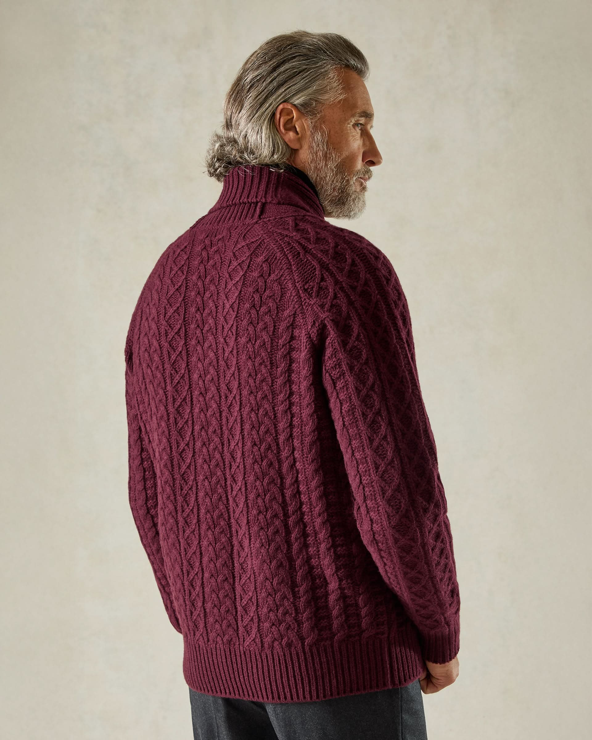 Crompton Cable Knit Cardigan Burgundy