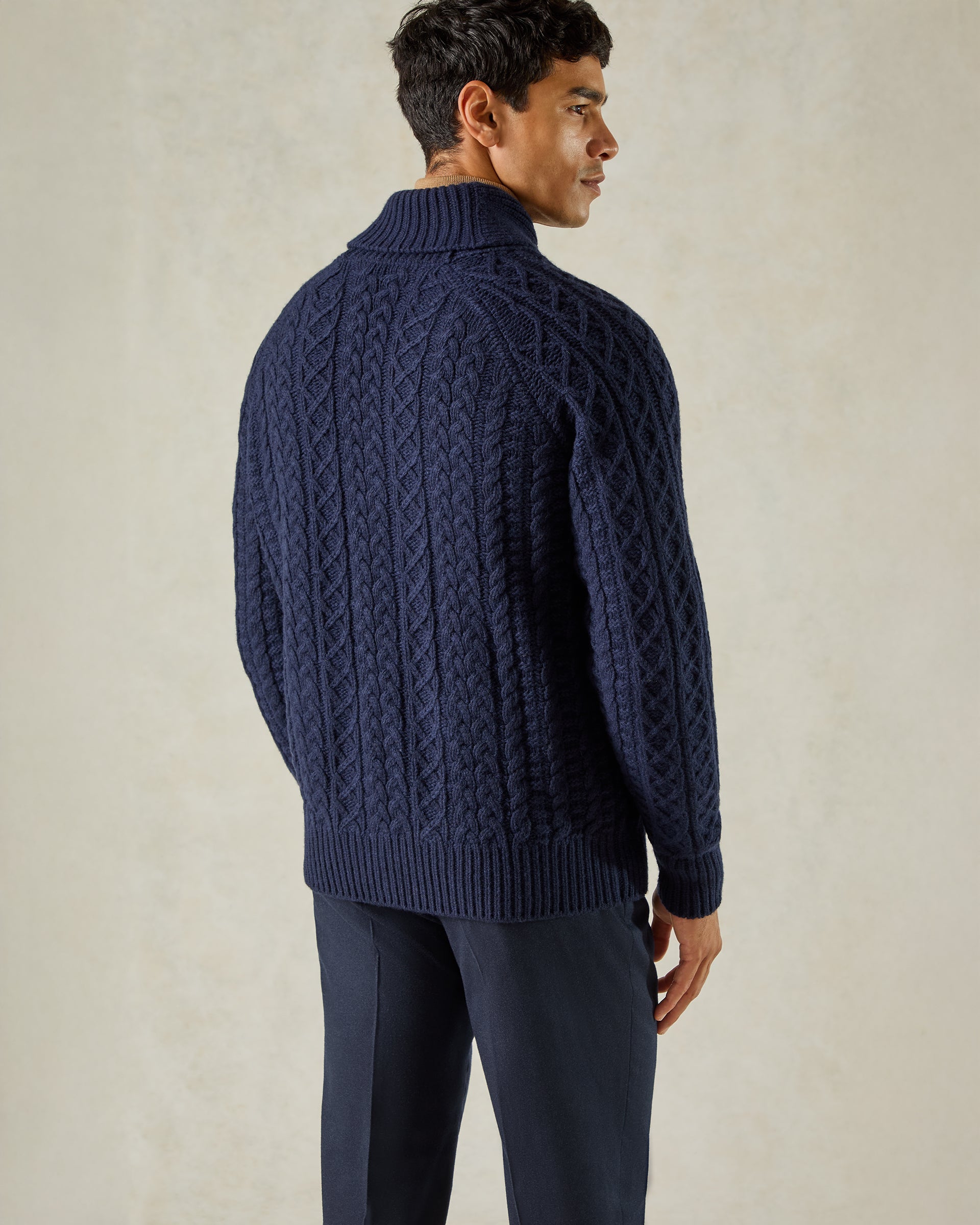 Crompton Cable Knit Cardigan Navy