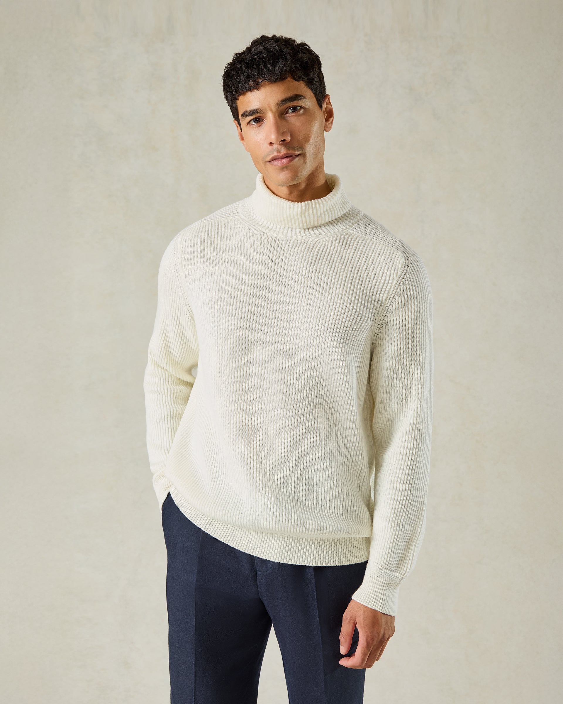 Denison Chunky Knit Roll Neck White