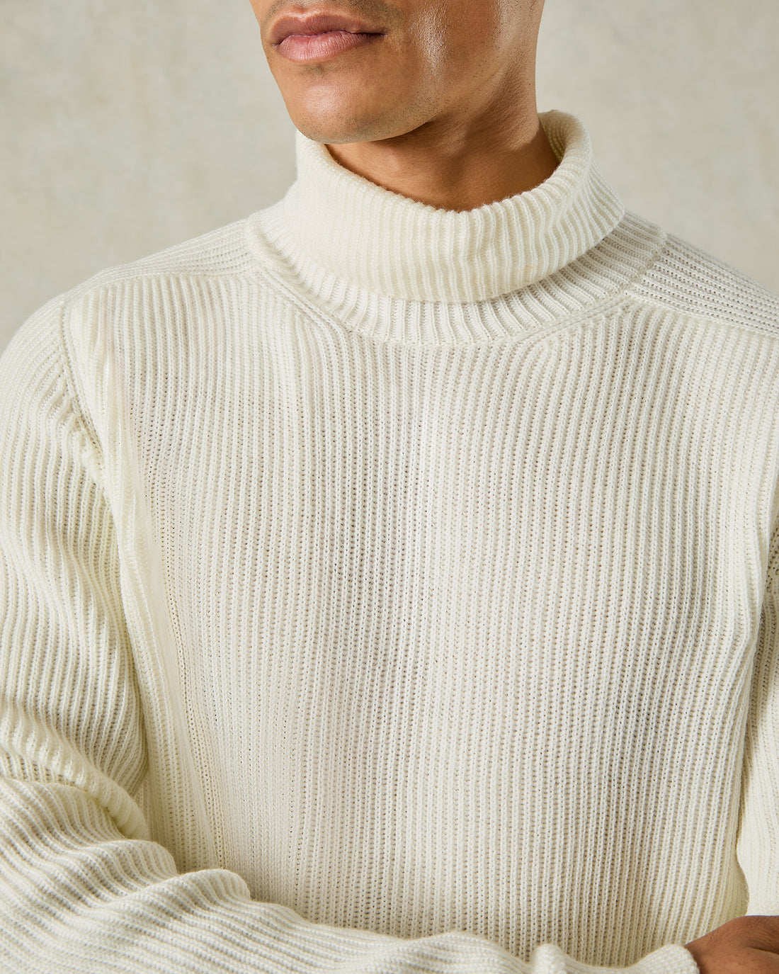 Denison Chunky Knit Roll Neck White