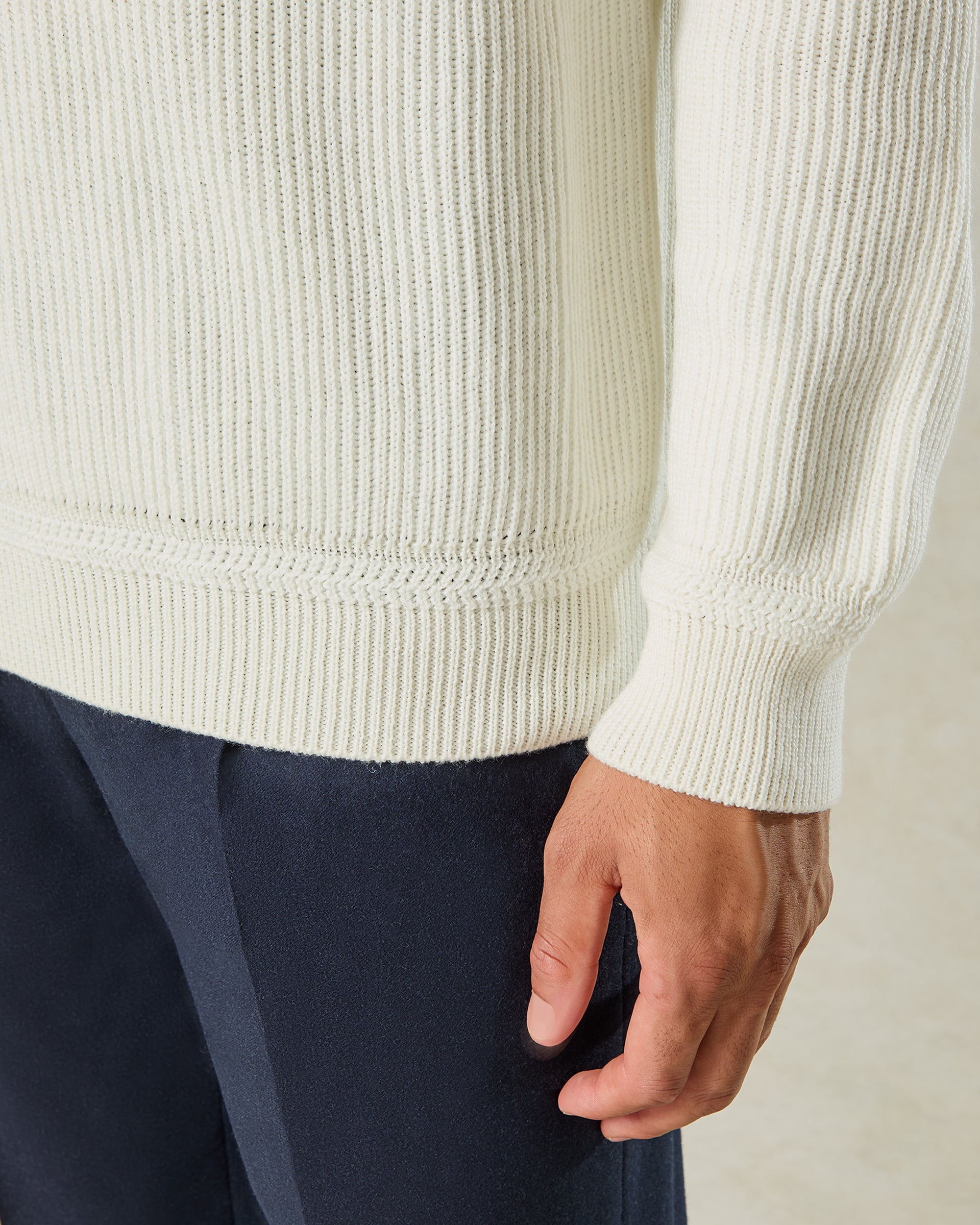 Denison Chunky Knit Roll Neck White