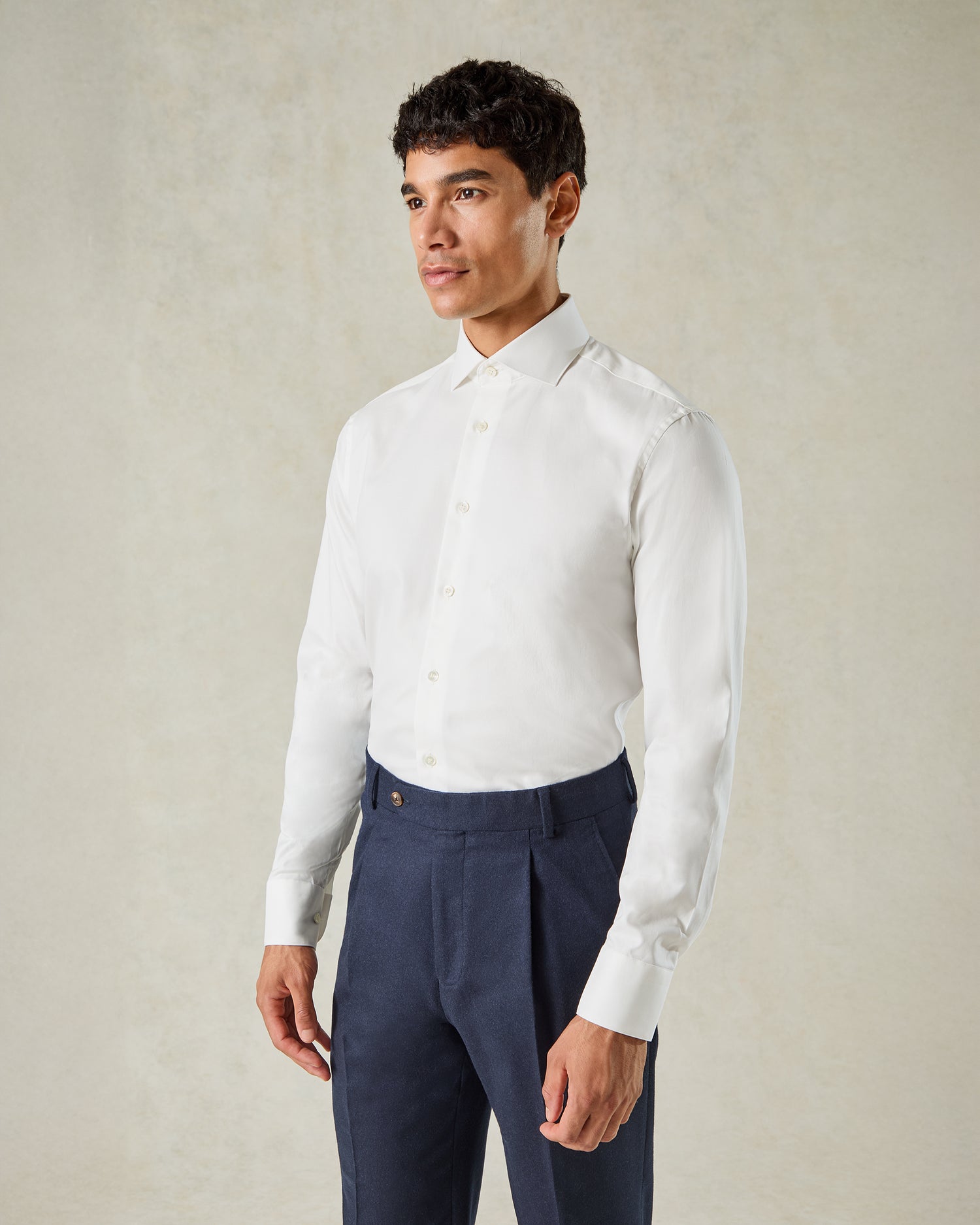 Digby Cotton Twill Single Cuff Shirt White