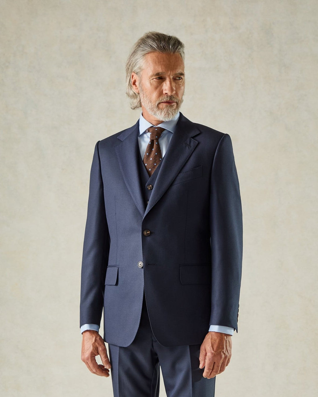 Doughty Navy Wool Twill Suit Jacket