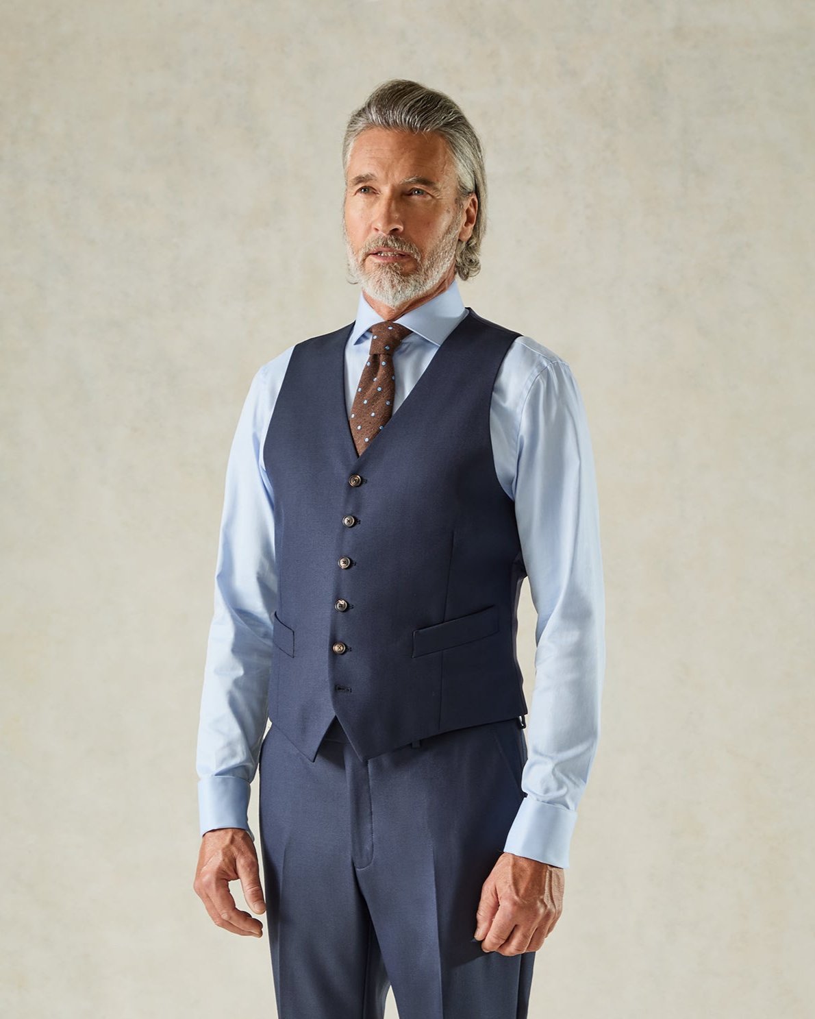 Doughty Wool Twill Suit Waistcoat Navy