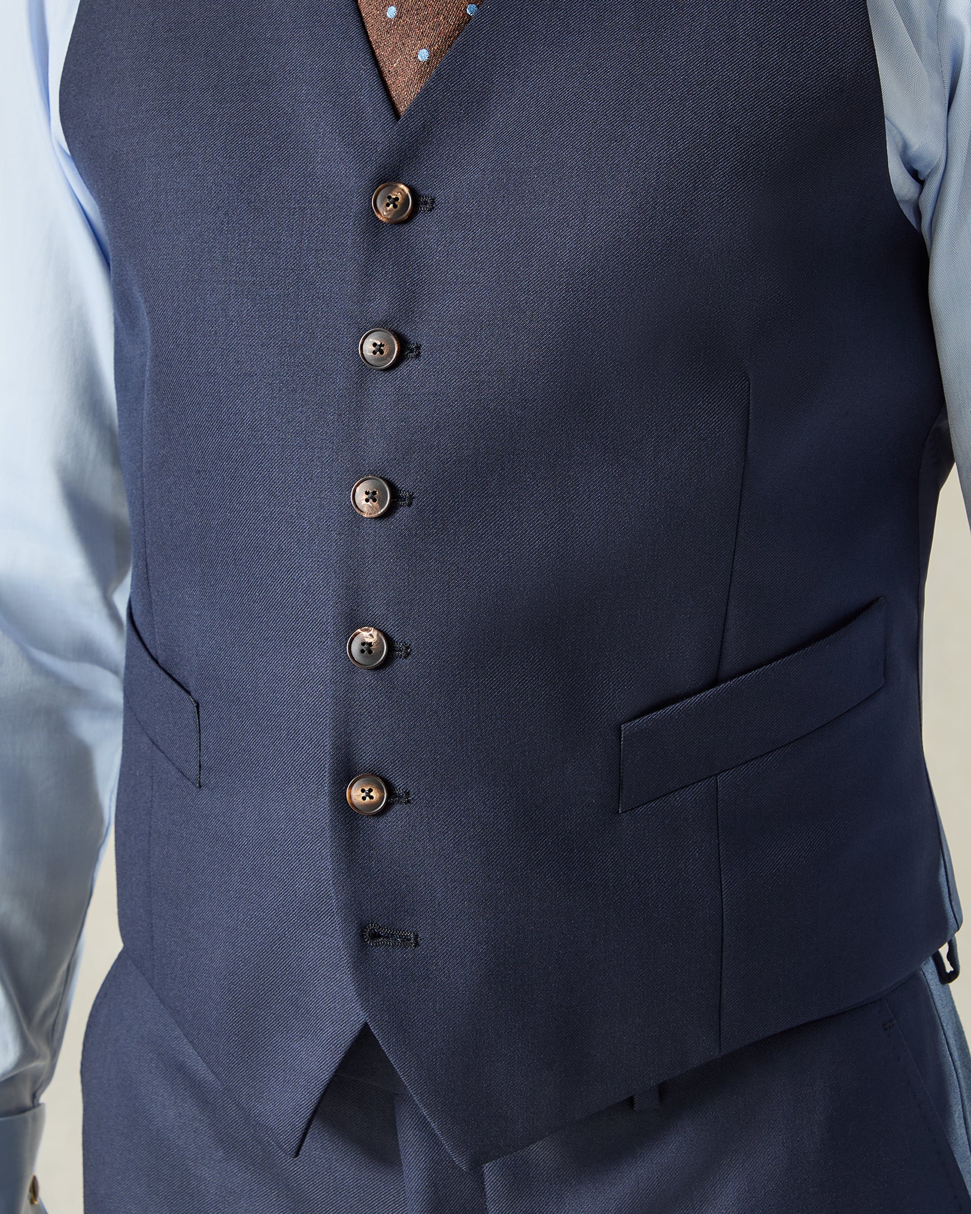 Doughty Wool Twill Suit Waistcoat Navy