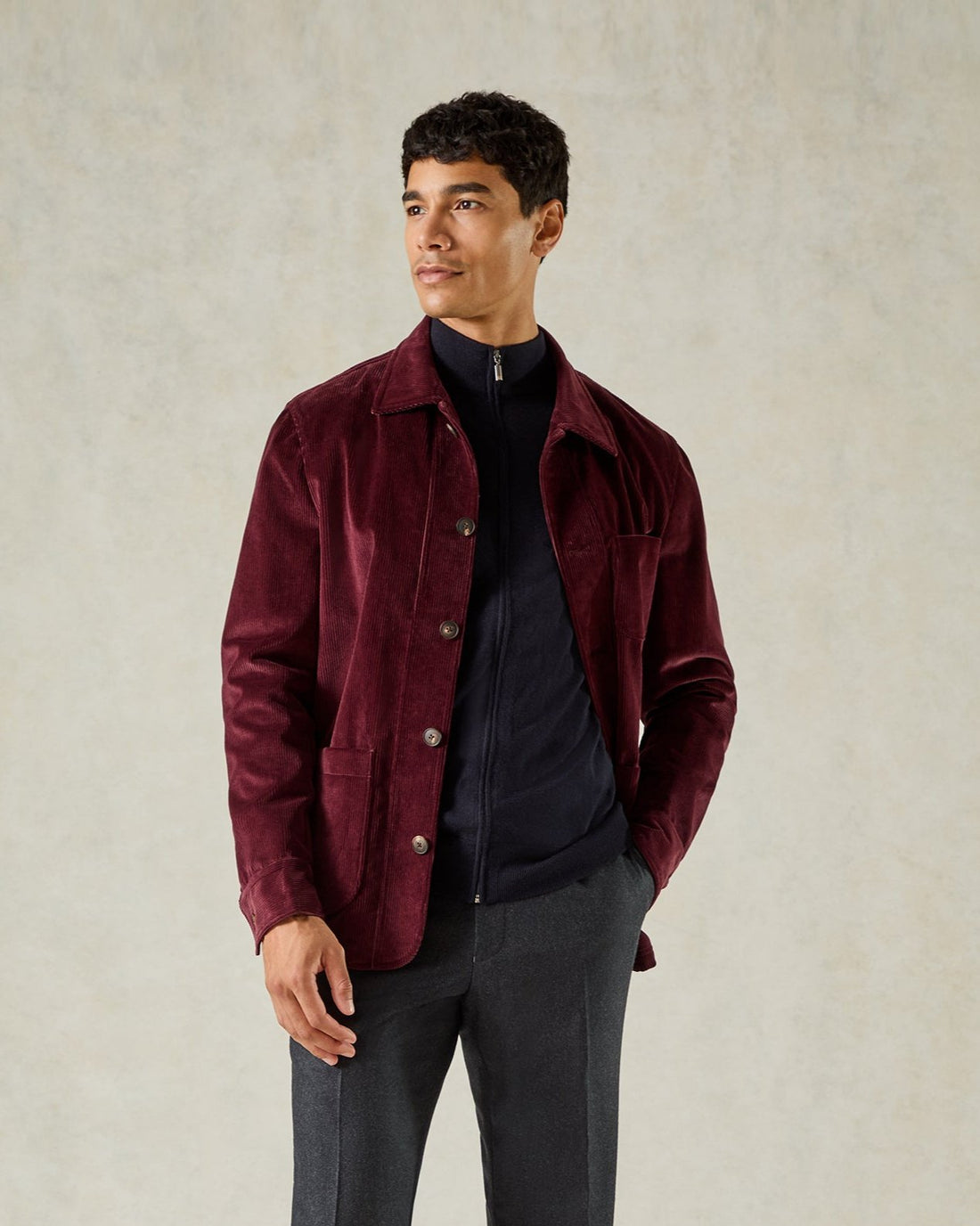 Fawcett Corduroy Overshirt Burgundy