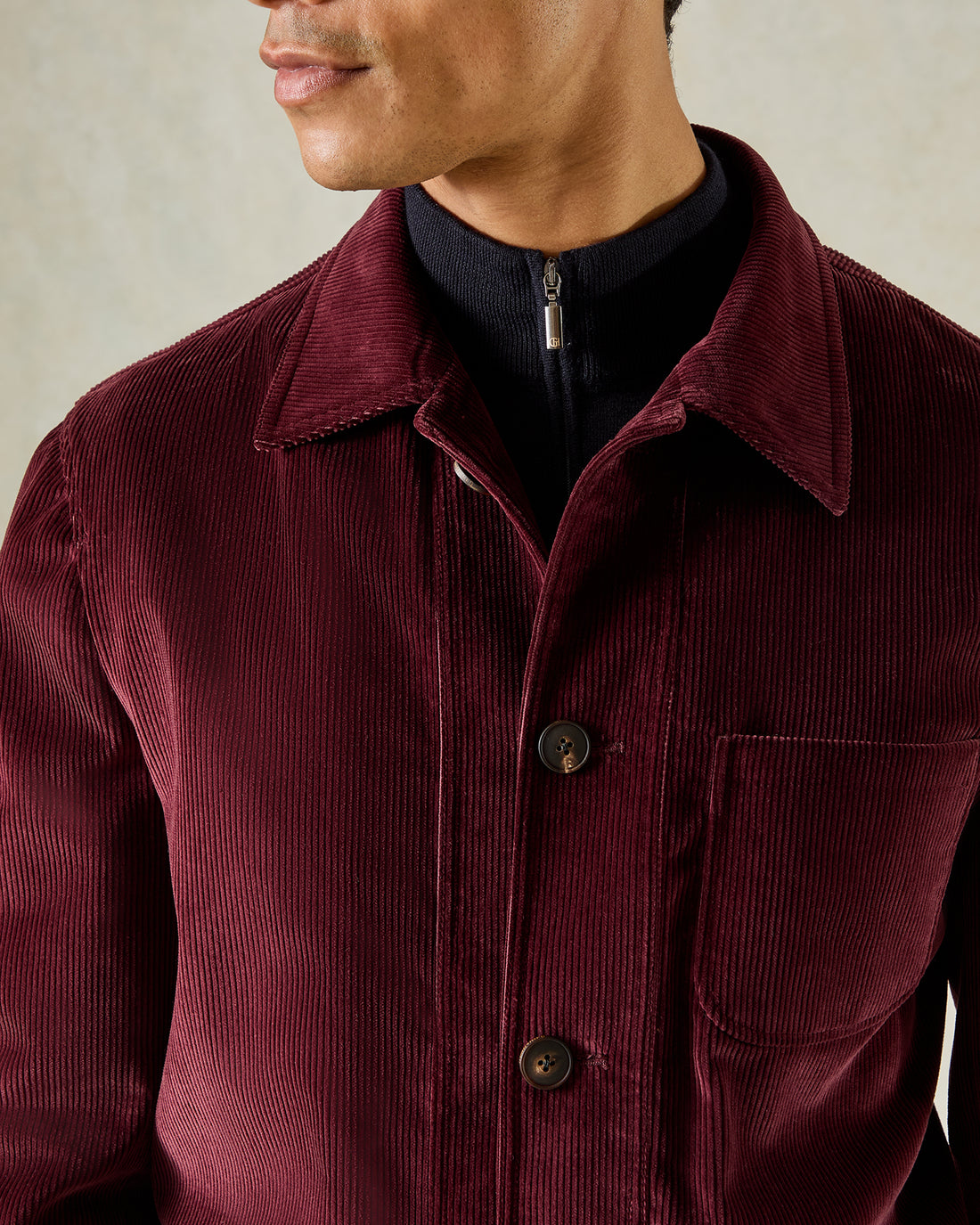 Fawcett Corduroy Overshirt Burgundy