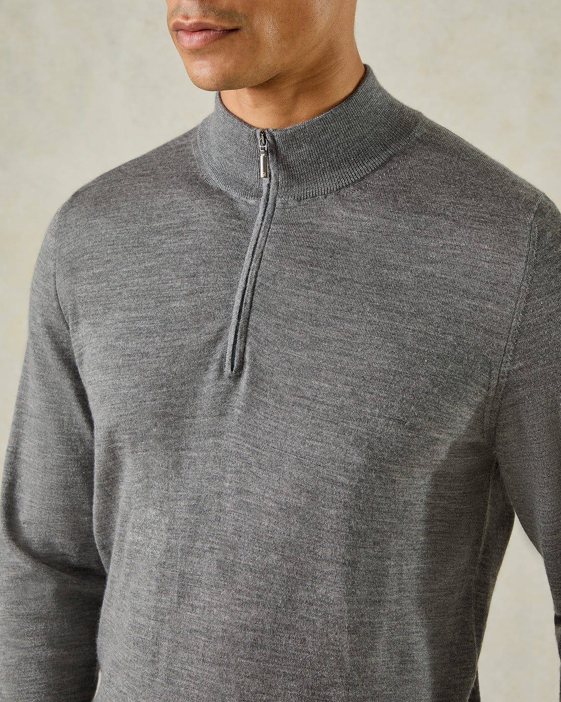 Hamilton Wool Silk Cashmere Quarter Zip Knit Zip Ash