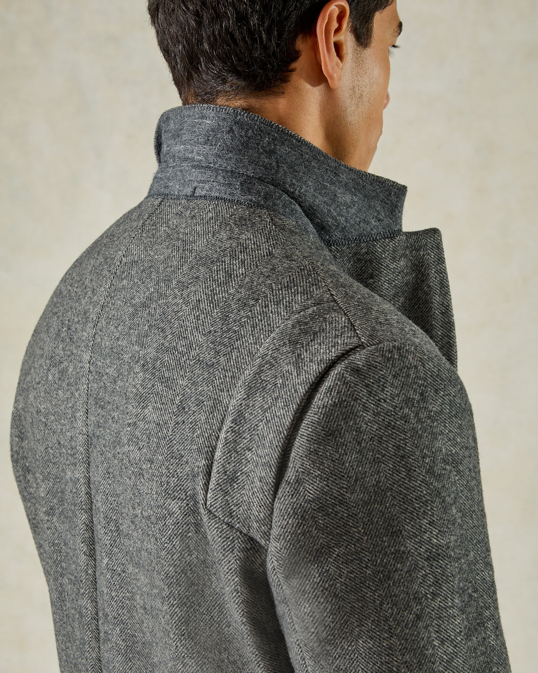 Hovell Herringbone Top Coat Grey