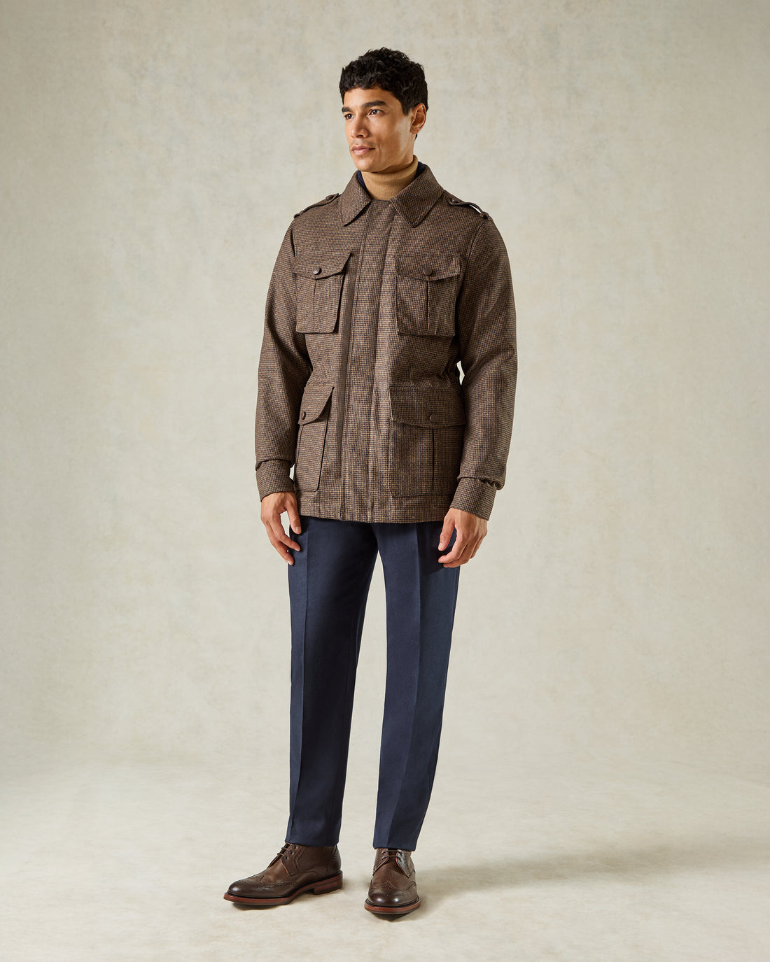 Lander Field Jacket Tan Shepherd Check