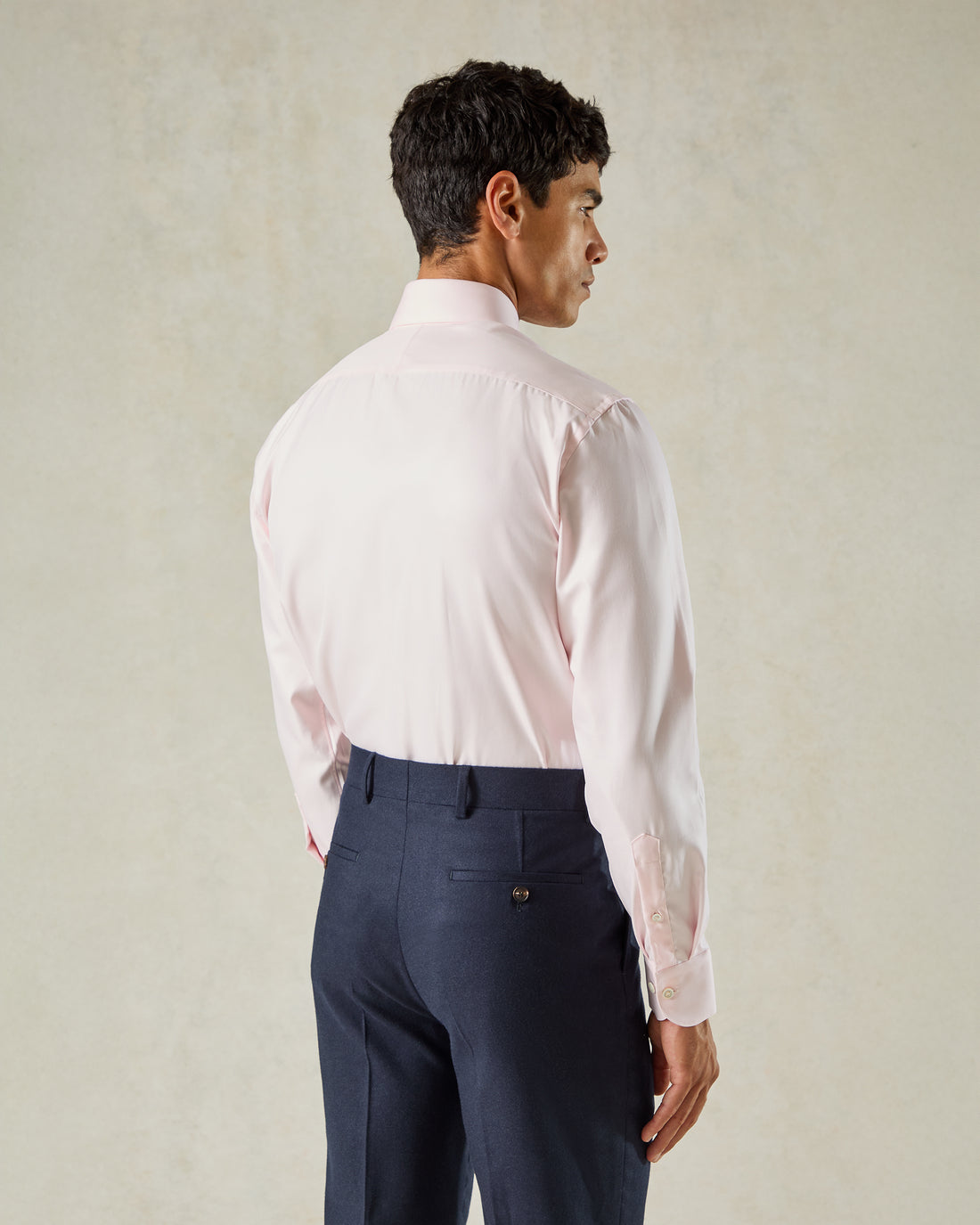 Leveson Cotton Twill Single Cuff Shirt Pink