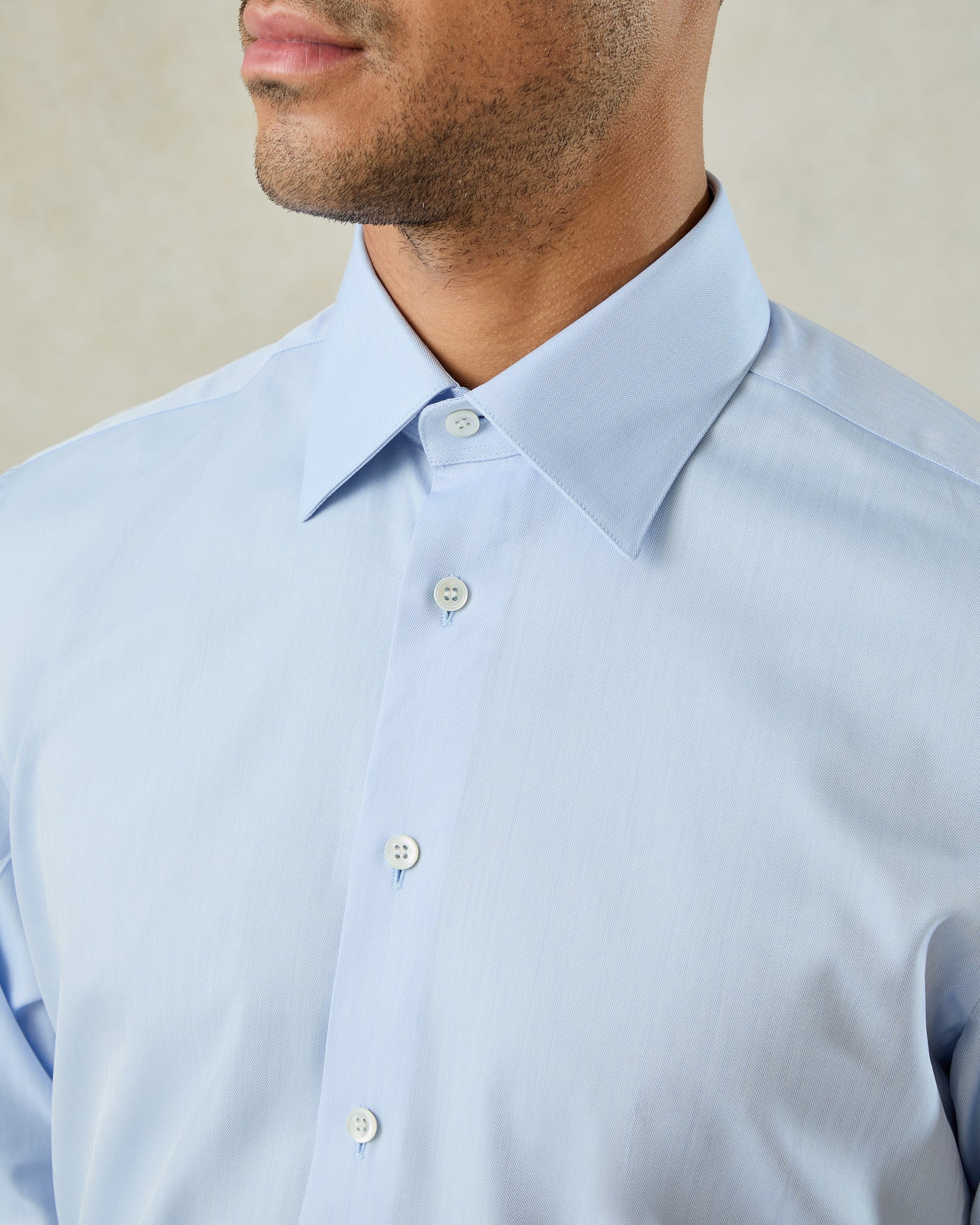 Leveson Cotton Twill Single Cuff Shirt Blue