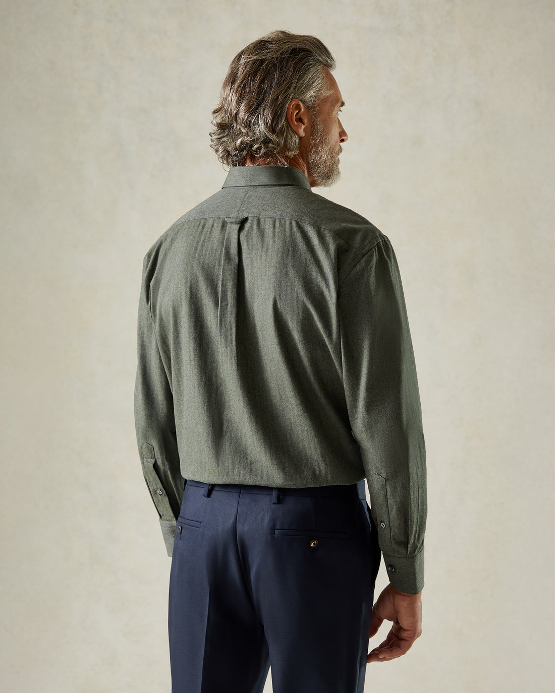 Longden Button-Down Shirt Herringbone Khaki