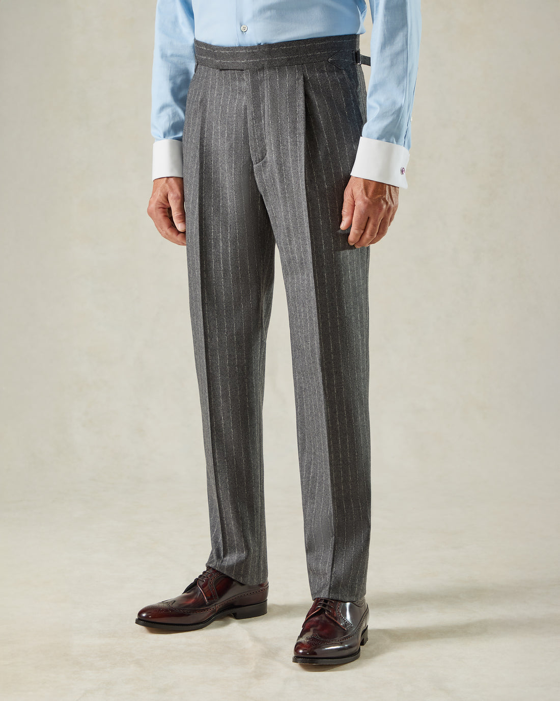 Markham Wool &amp; Cashmere Morse Code Stripe Suit Trouser Grey