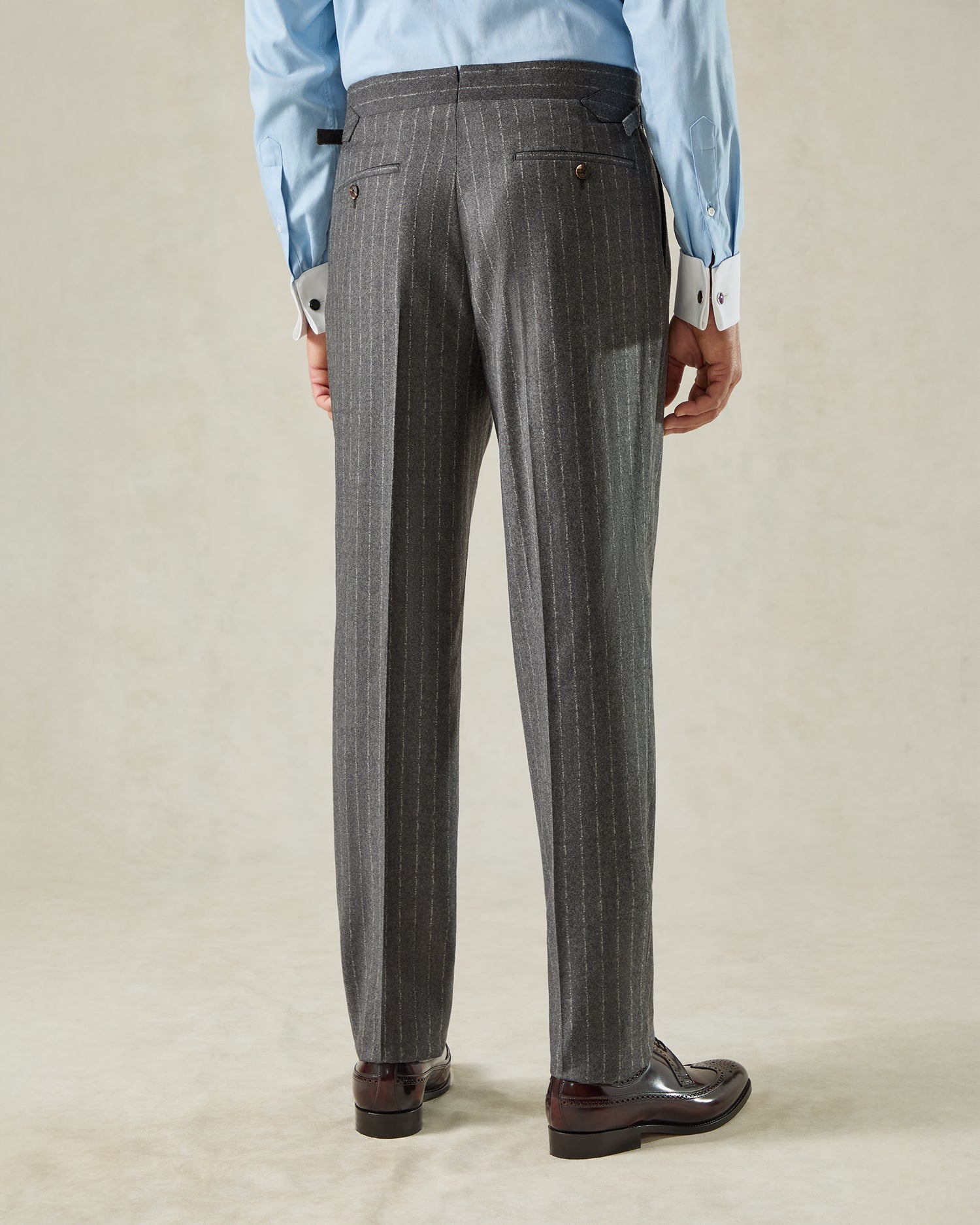 Markham Wool &amp; Cashmere Morse Code Stripe Suit Trouser Grey