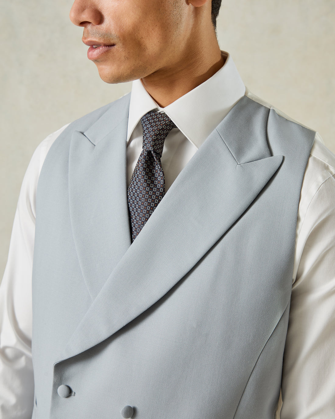 Nicholson Wool Double Breasted Waistcoat Grey