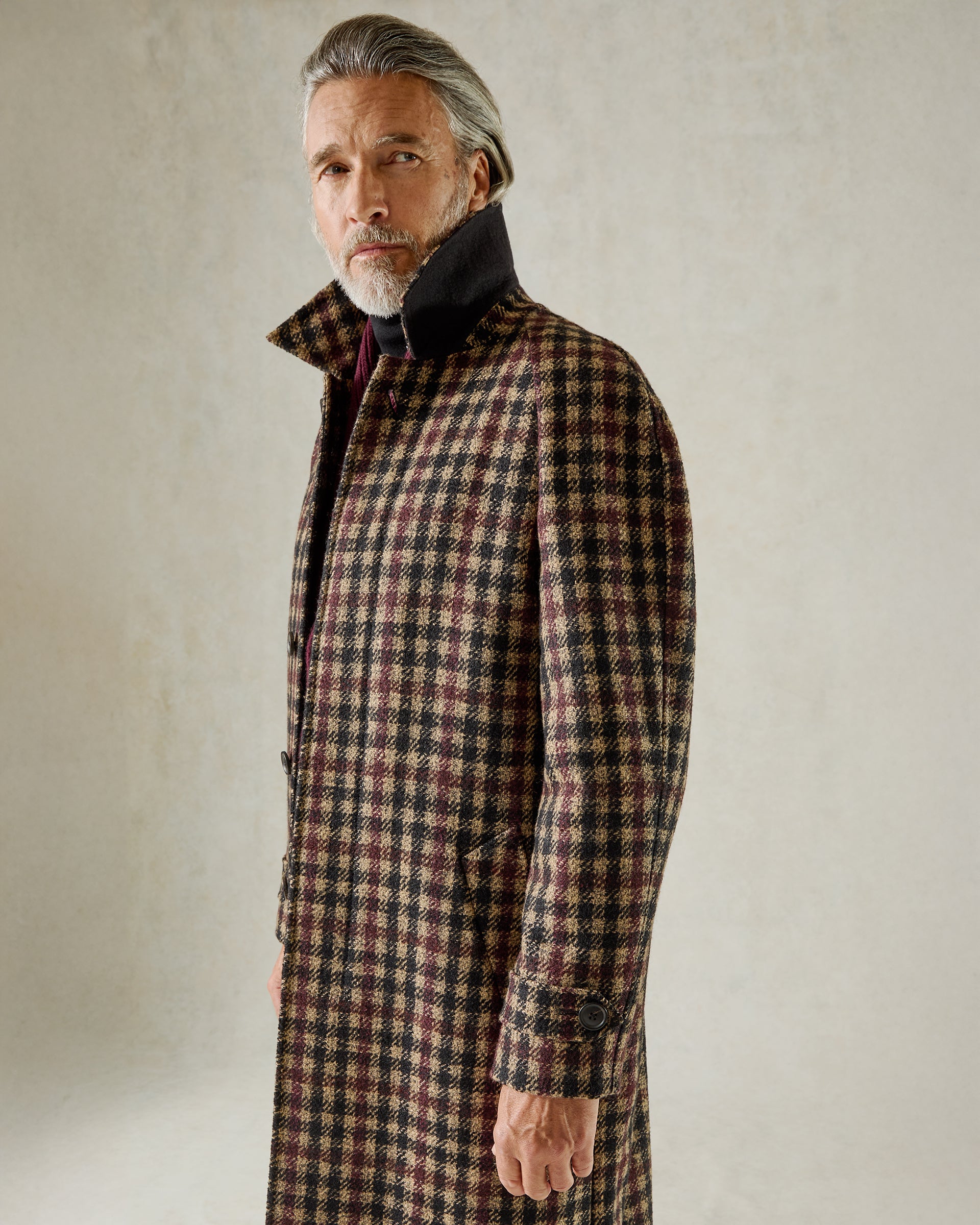 Oxley Raglan Sleeve Check Coat Navy