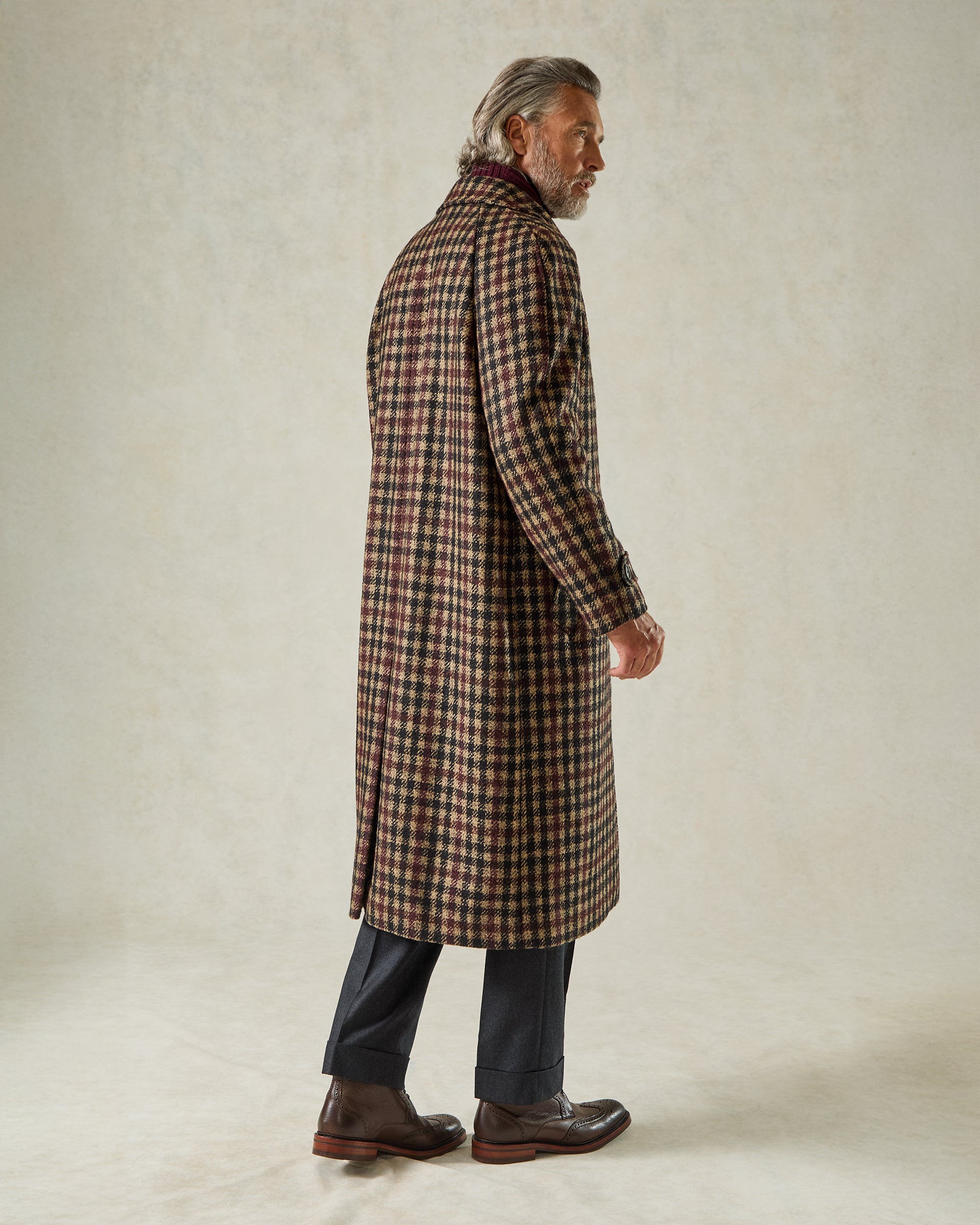 Oxley Raglan Sleeve Check Coat Navy