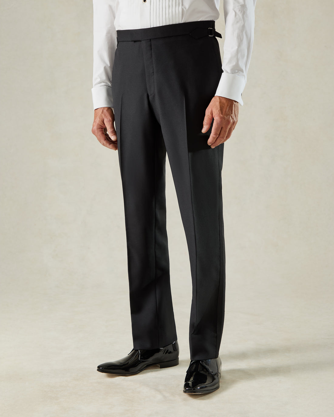 Shelford Black Wool Mohair Barathea Evening Trouser