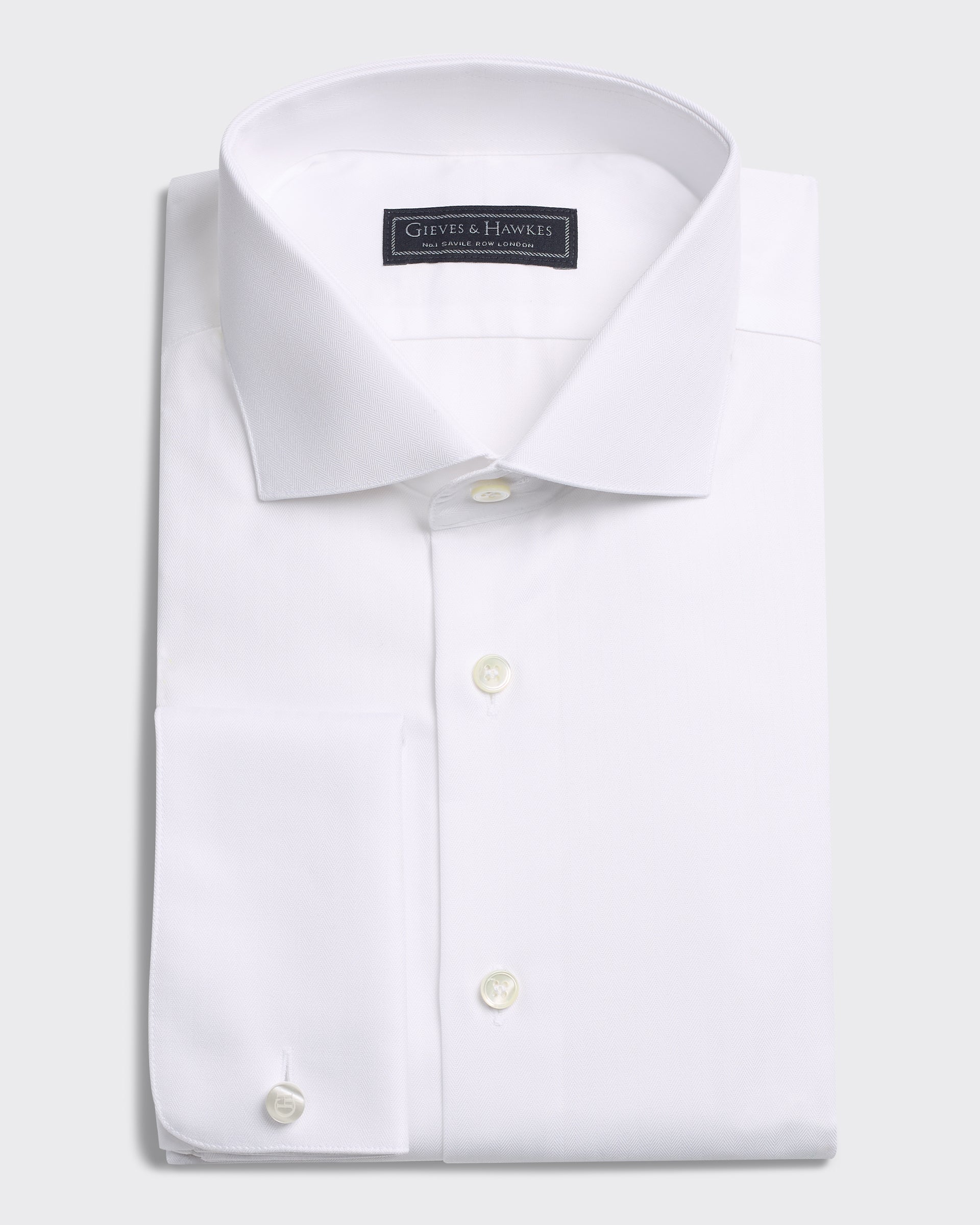 Mawbey Cotton Twill Double Cuff Shirt White